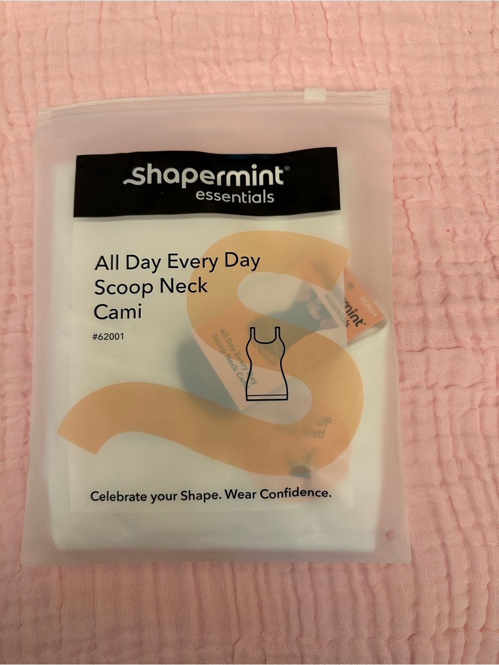 Shapermint White Scoop Neck Cami in Peach-Accented Packaging